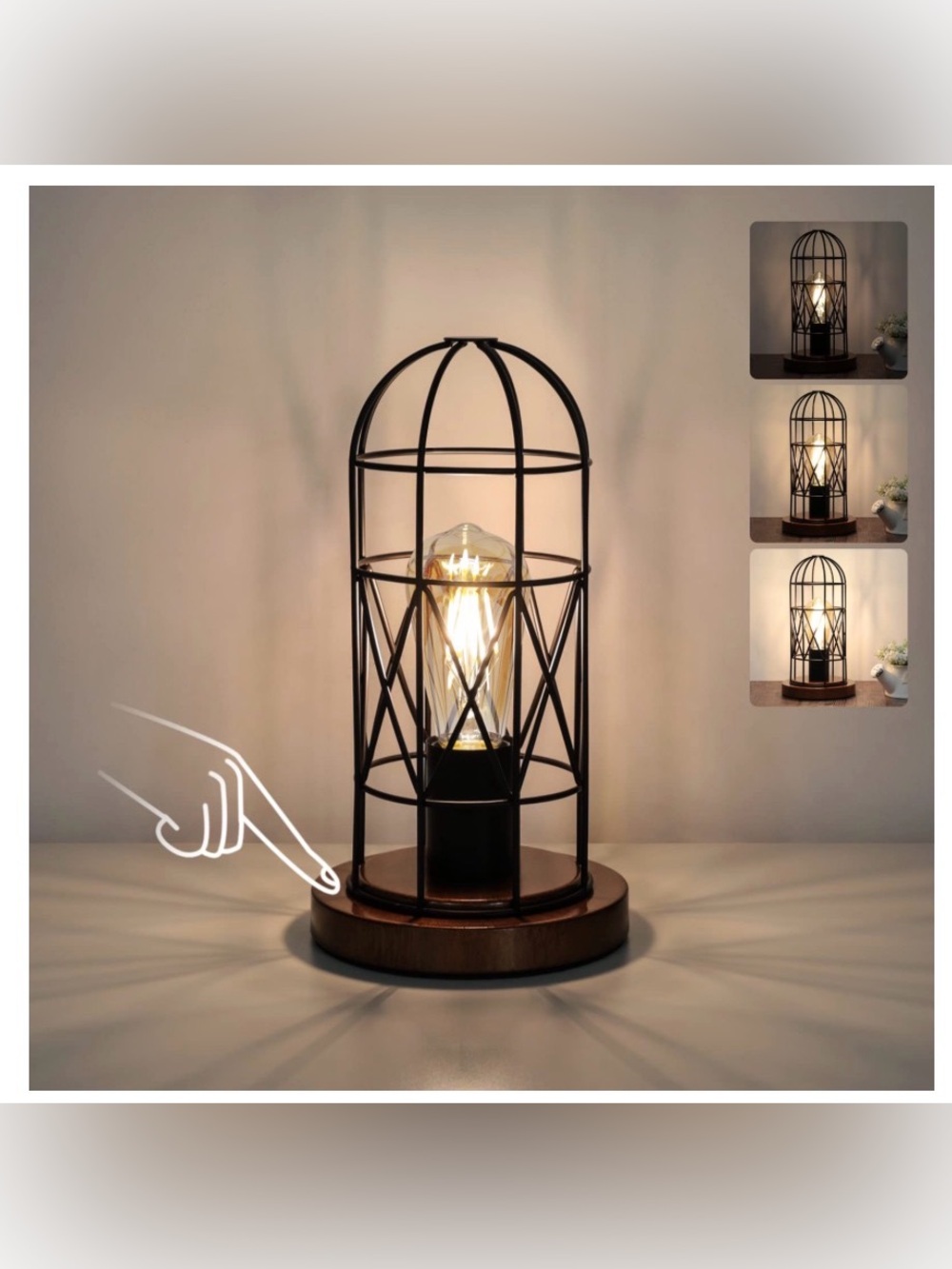 Touch Control Table Lamp, 3 Way Dimmable Lamp, Industrial Bedside Lamp
